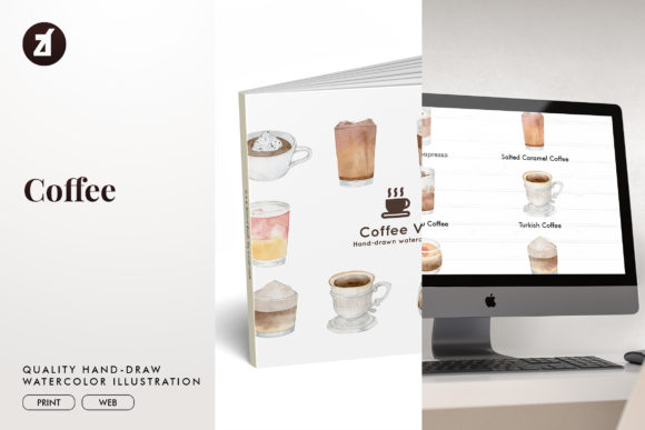 Coffee Set1 Watercolor Illustrations Review