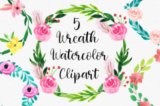 Flower Watercolor Wreaths Clipart & Illustrations