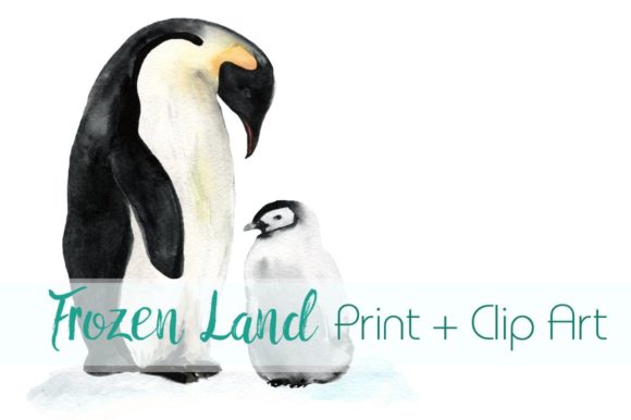 Frozen Land Watercolor Print Clip Art & Illustrations