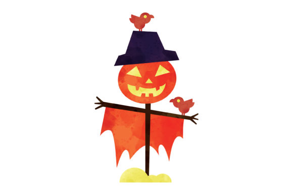 Halloween Watercolor Scarecrow Illustrations