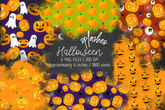 Halloween Watercolor Splashes 05 Illustrations