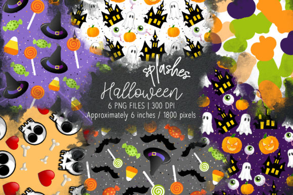 Halloween Watercolor Splashes 08 Illustrations