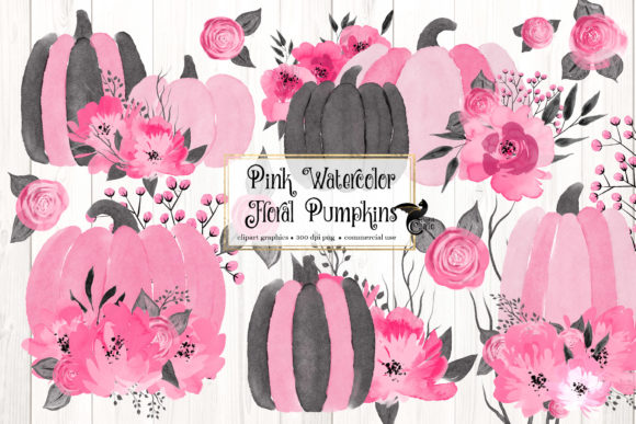 Pink Floral Watercolor Pumpkins Clipart Review