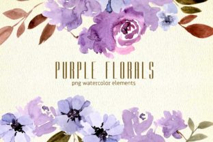 Purple Florals Watercolor Clipart & Illustrations