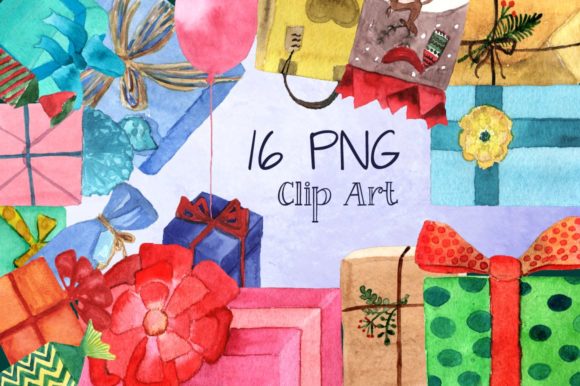 Review: 16 Watercolor Presents Clip Art Set