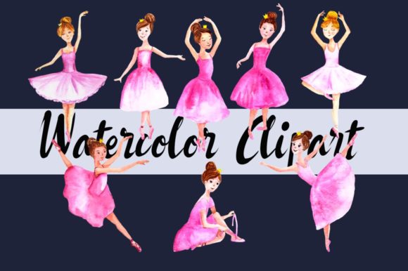 Watercolor Ballerinas Clip Art Set: Editorial Illustrations