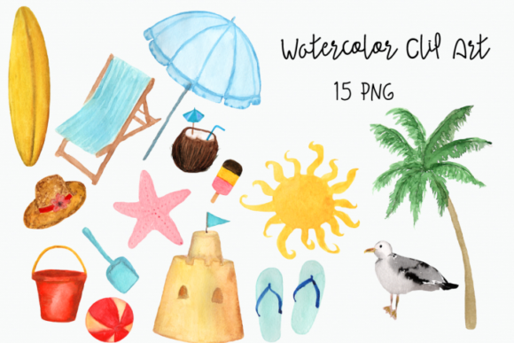 Watercolor Beach Clip Art & Illustrations Review