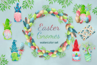 Watercolor Easter Gnomes Collection Illustrations