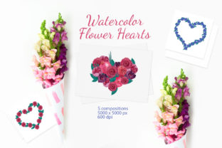 Watercolor Flower Hearts: Soft Illustrations