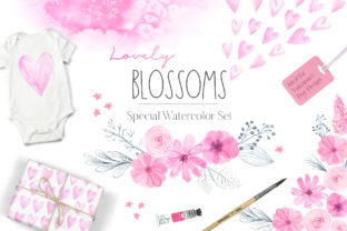 Watercolor Lovely Blossoms Set Illustrations