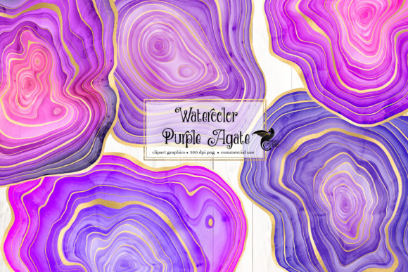 Watercolor Purple Agate Clipart & Illustrations
