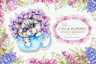 Watercolor Spring Cats Illustrations Review