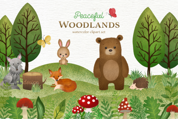Woodlands Animal Watercolor Cliparts Review